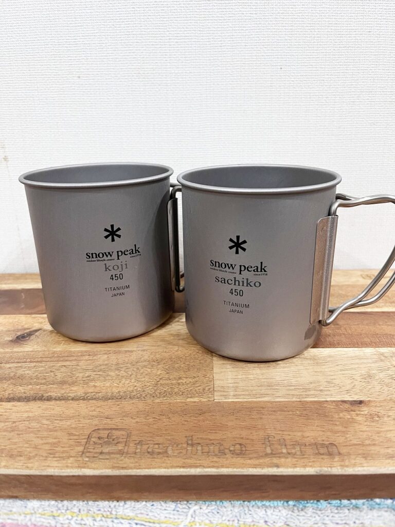 スノーピークのチタンカップにレーザー刻印しました。