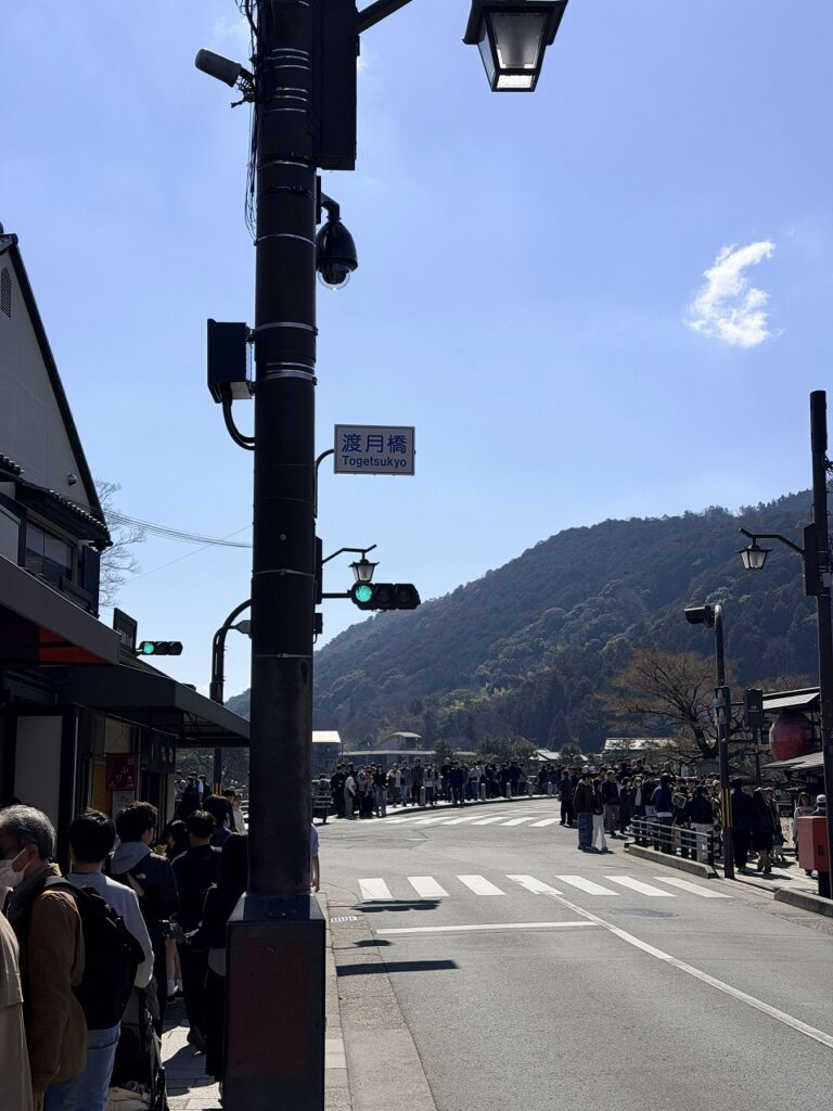 嵐山 渡月橋が奥に見える